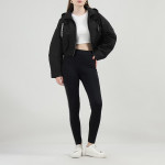 Women Black Filled Cropped Jacket