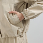 Women Beige Solid Hooded Jacket
