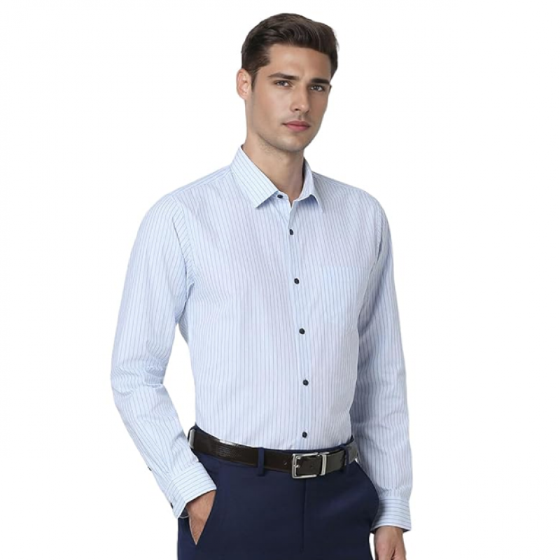 Men's Striped Slim Fit Full Sleeve Formal Shirt | Cotton-Rich | Wonder Fabric